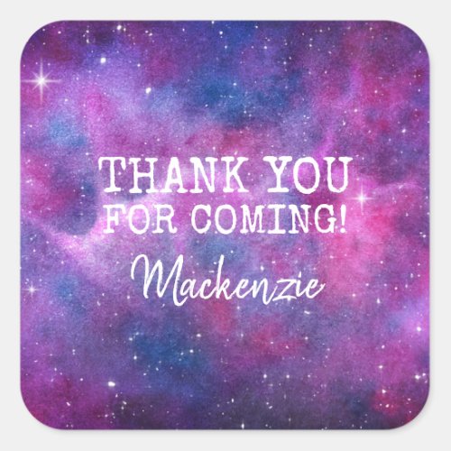 Watercolour Galaxy Pink And Blue Square Sticker