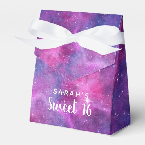 Watercolour Galaxy Sweet Sixteen Pink Favor Boxes