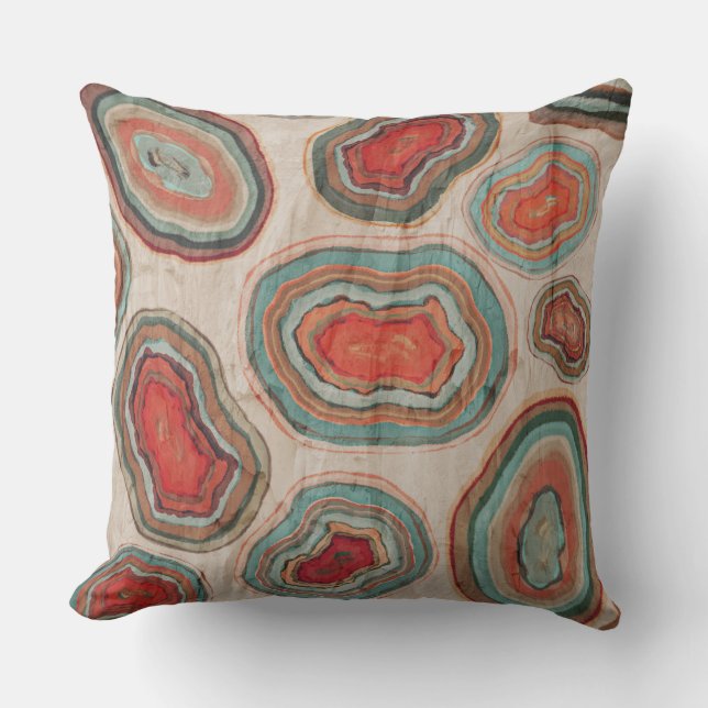 Watercolour Geode Graphic Stone Distressed Throw Pillow (Front)