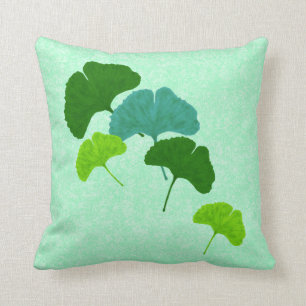 Watercolour Ginkgo Biloba Leaf Throw Pillow