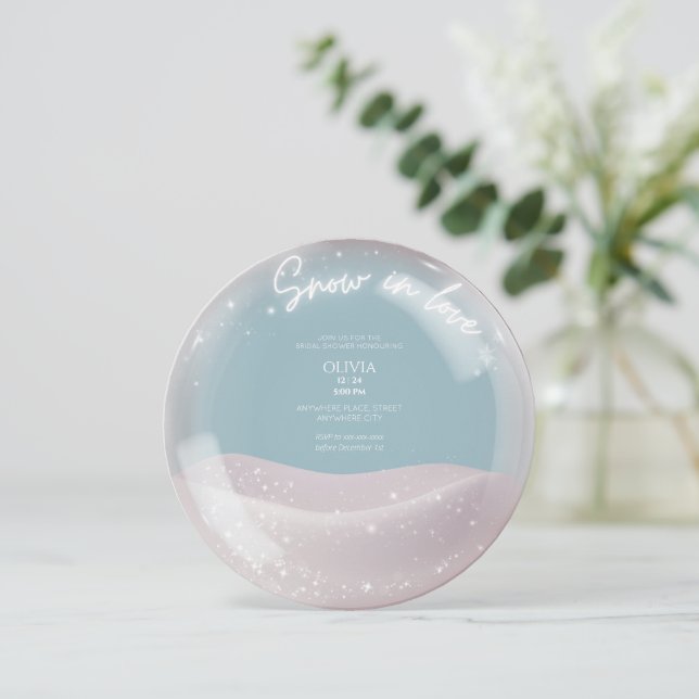 Watercolour Glitter snow in love bridal shower  Invitation (Standing Front)