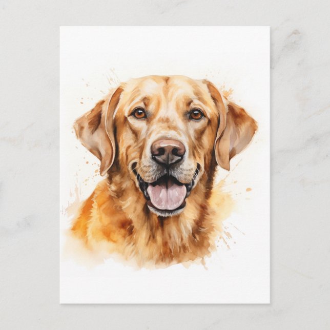 Watercolour Golden Labrador Retriever Dog Postcard (Front)