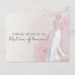 Watercolour Gown "Will you be my matron of honor" Invitation