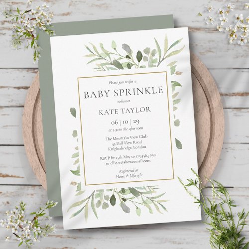 Watercolour Greenery Baby Sprinkle Gender Neutral Invitation