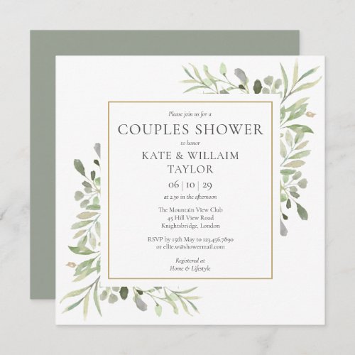 Watercolour Greenery Couples Baby ShowerSprinkle Invitation