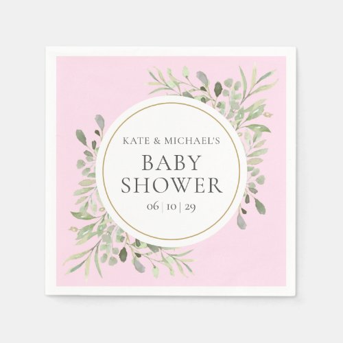 Watercolour Greenery Couples Baby ShowerSprinkle Napkins