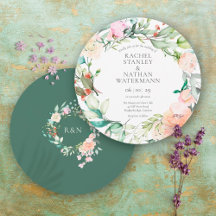 Watercolour Greenery Floral Wedding Invitation