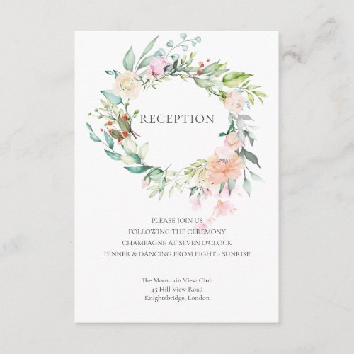 Watercolour Greenery Floral Wedding Reception Enclosure Card