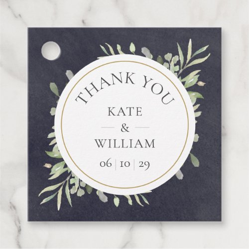 Watercolour Greenery Leaves Wedding Thank You Favor Tags