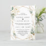 Watercolour Greenery White Floral Gold Wedding  Invitation
