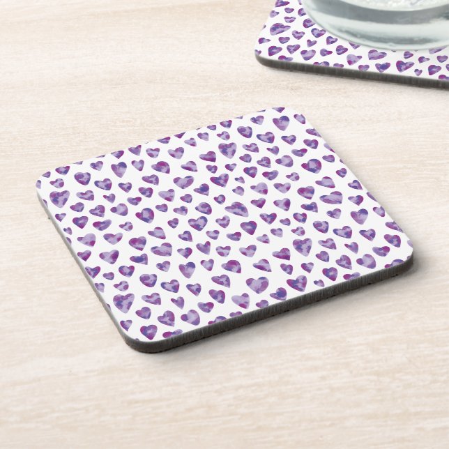 Watercolour Heart Beverage Coaster (Left Side)