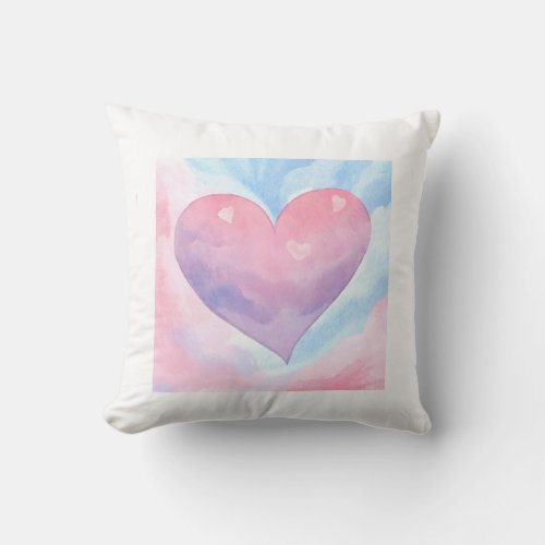 Watercolour Heart design Throw pillow 