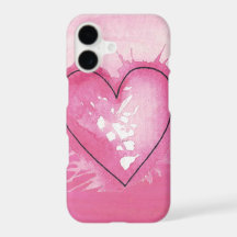 watercolour heart in pink phone case