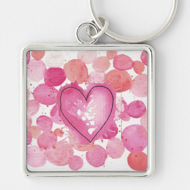 Watercolour Heart Keyring (Front)