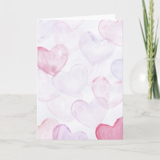 Watercolour Hearts Card (Front)