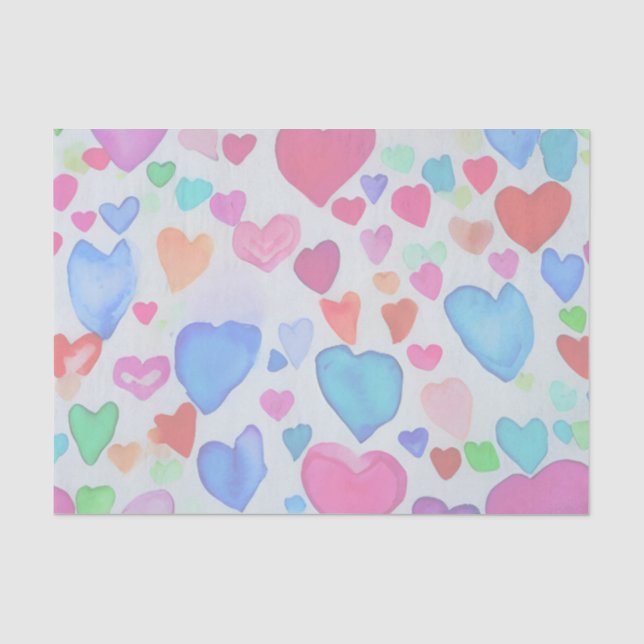 Watercolour Hearts Tissue Paper (Front)