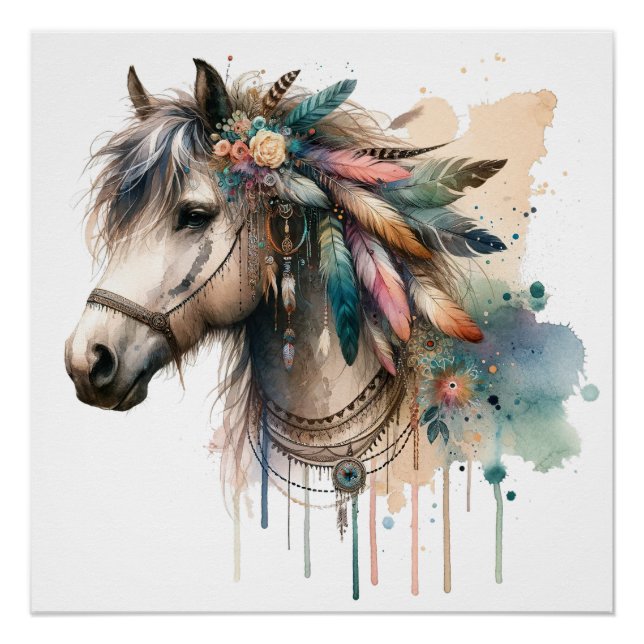 Watercolour Horse Art Poster (Front)