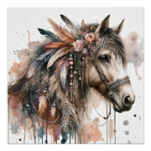 Watercolour Horse Art Poster