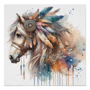 Watercolour Horse Art Poster