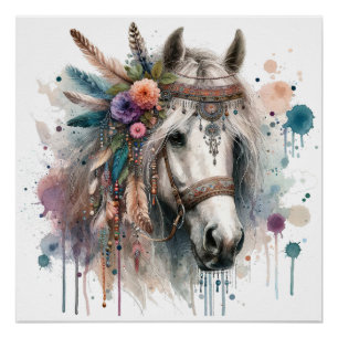 Watercolour Horse Art Poster