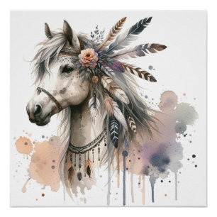 Watercolour Horse Art Poster