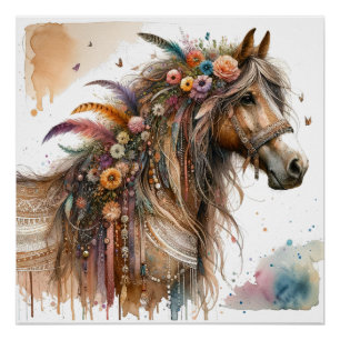Watercolour Horse Art Poster
