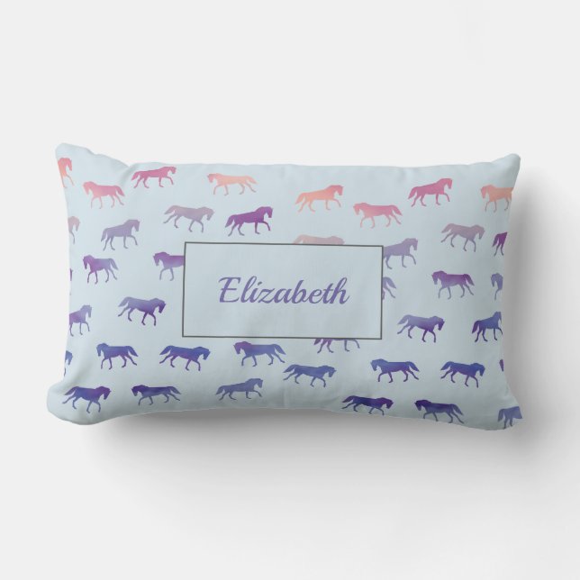 Watercolour Horses Lumbar Pillow (Front)