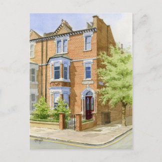 watercolour house portrait postcard