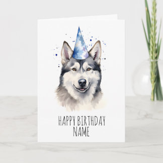 Watercolour Husky Birthday Card