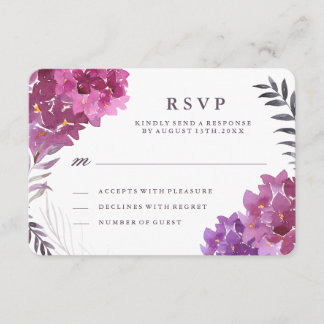 Watercolour Hydrangeas and Botanicals RSVP Card