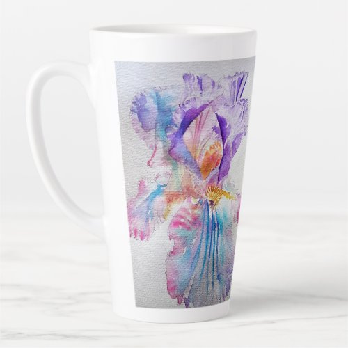 Watercolour Iris Flower Painting art irises Coffee Latte Mug
