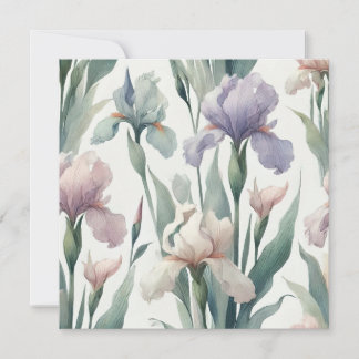 Watercolour Irises Print Design Holiday Card
