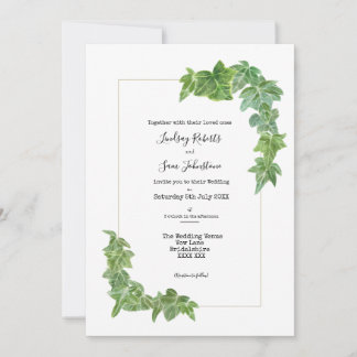 Watercolour Ivy Trim Wedding Invitation