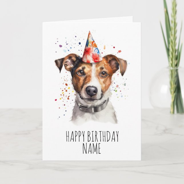 Watercolour Jack Russell Birthday Card (Front)