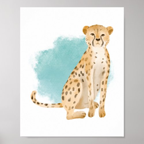 Watercolour Jungle Animal Jaguar Leopard  Poster