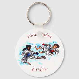 watercolour karate men fighting tournament battle keychain
