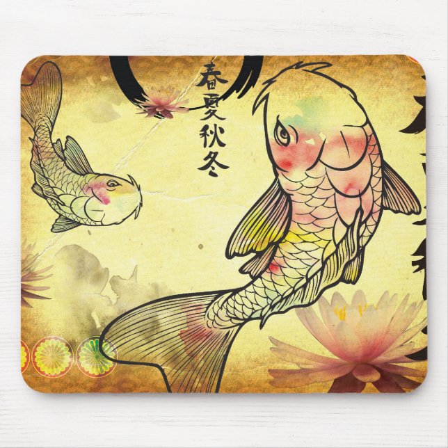 Watercolour Koi Mouse Pad (Front)