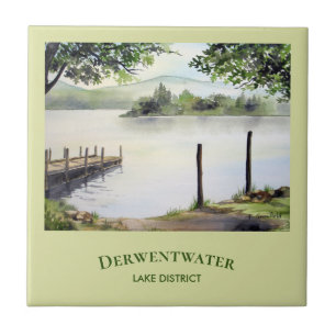 Watercolour Landscape Painting of Derwentwater Ceramic Tile