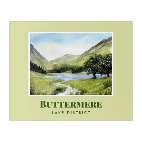 Watercolour Landscape Painting of Lake Buttermere Acrylic Print