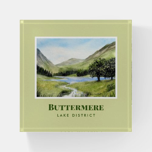 Watercolour Landscape Painting of Lake Buttermere Paperweight