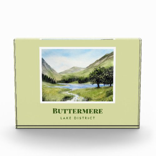 Watercolour Landscape Painting of Lake Buttermere Photo Block