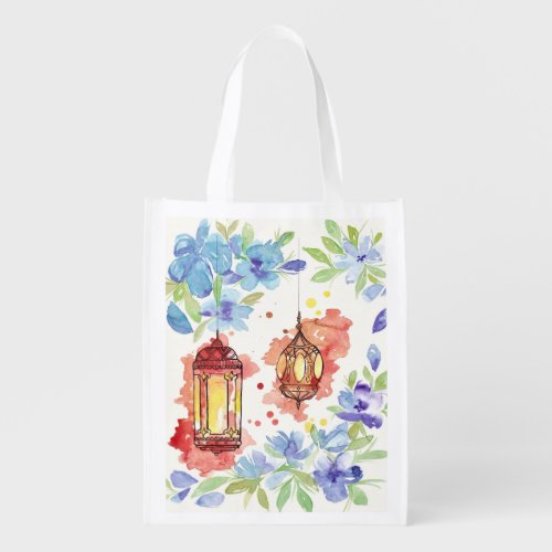Watercolour lanterns grocery bag