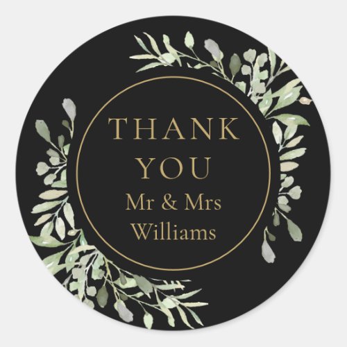 Watercolour Leaves 50th Anniversary Thank You Classic Round Sticker
