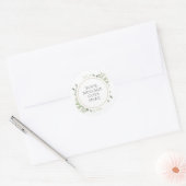 Watercolour Leaves Greenery Wedding Classic Round Sticker (Envelope)
