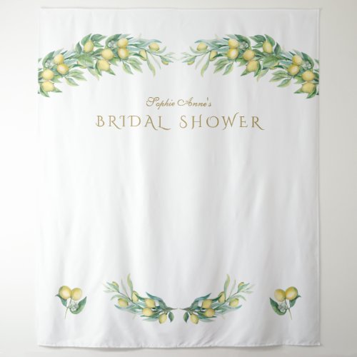 Watercolour Lemon Bridal Shower Photo Booth Tapestry