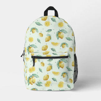 Watercolour lemons printed backpack