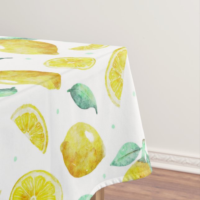 Watercolour lemons tablecloth (In Situ)