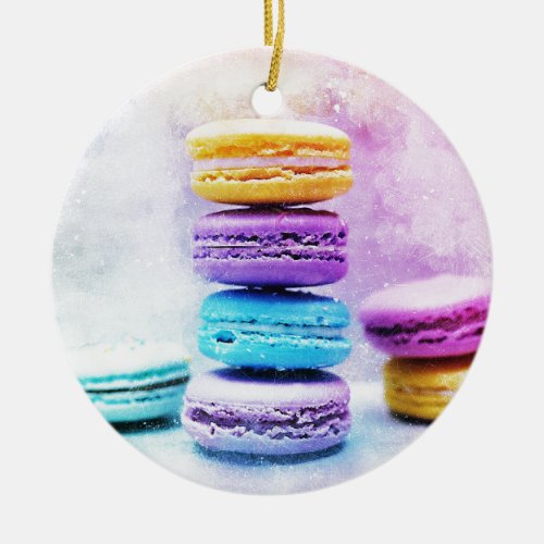 Watercolour Macaroon Food Abstract Ceramic Ornament
