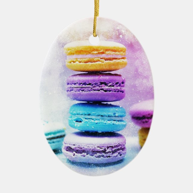 Watercolour Macaroon Food Abstract Ceramic Ornament (Front)