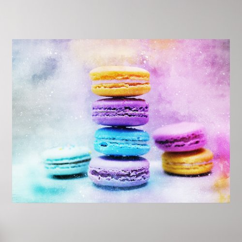 Watercolour Macaroon Macaron Bakery Cake Poster